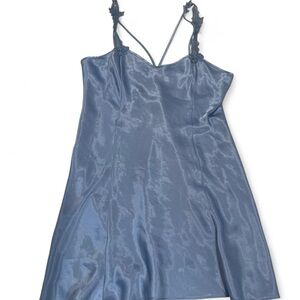 Blue Satin Slip Dress